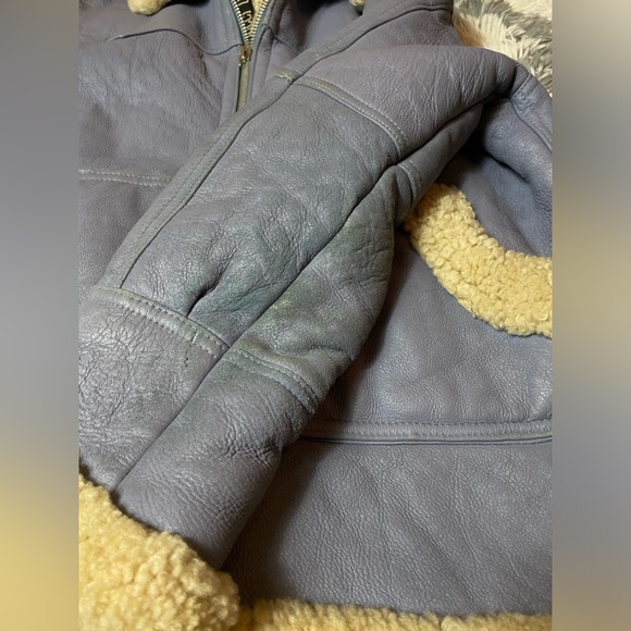 Vintage Walter Davoucci Shearling Leather Blue  Jacket Winter Mens XL - Picture 4 of 14